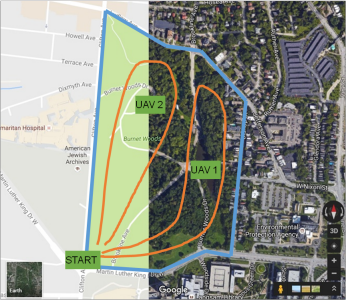 Map of UAV paths in Burnet Woods