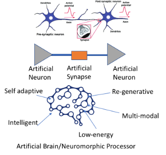 Illustration of a brain and the synapses and neurons that power it. 