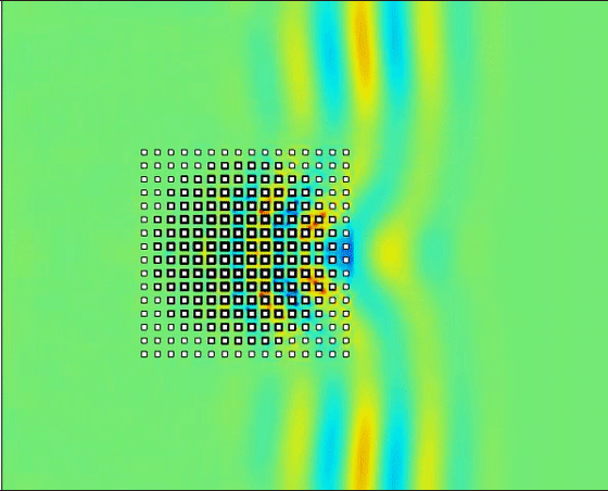 graphic depiction of sounds waves changing after moving over an object