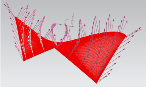Plot of Hermite surface with normals all over the surface