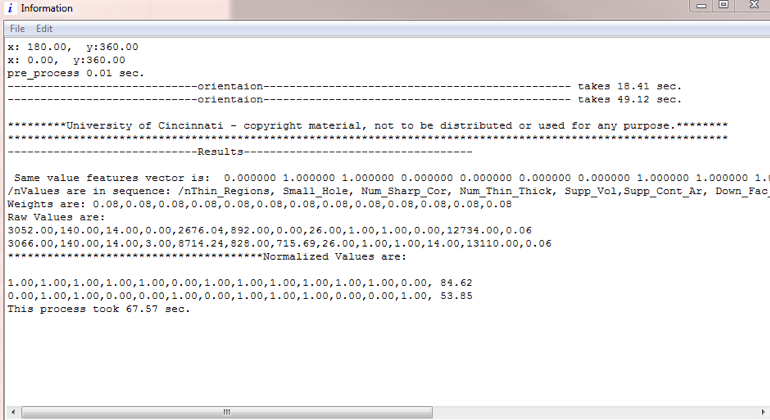 Producibility Index Output Window