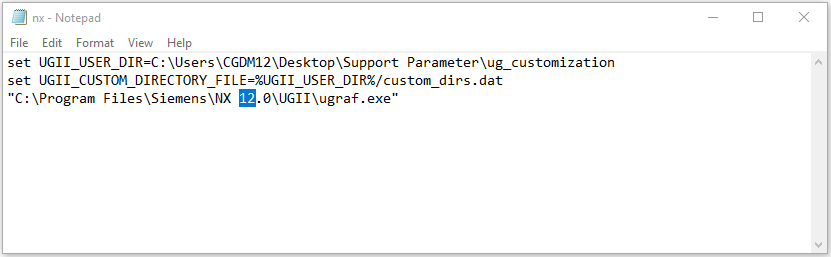 Notepad view with version highlighted