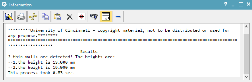 Thin Wall Detection Output Window