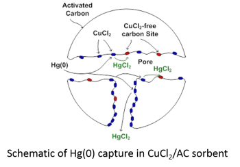 Schematic of Hg(0) capture in CuCl2/AC sorbent