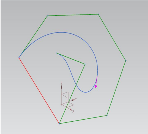 Bezier curve of degree 7 with a convex hull and a control polygon